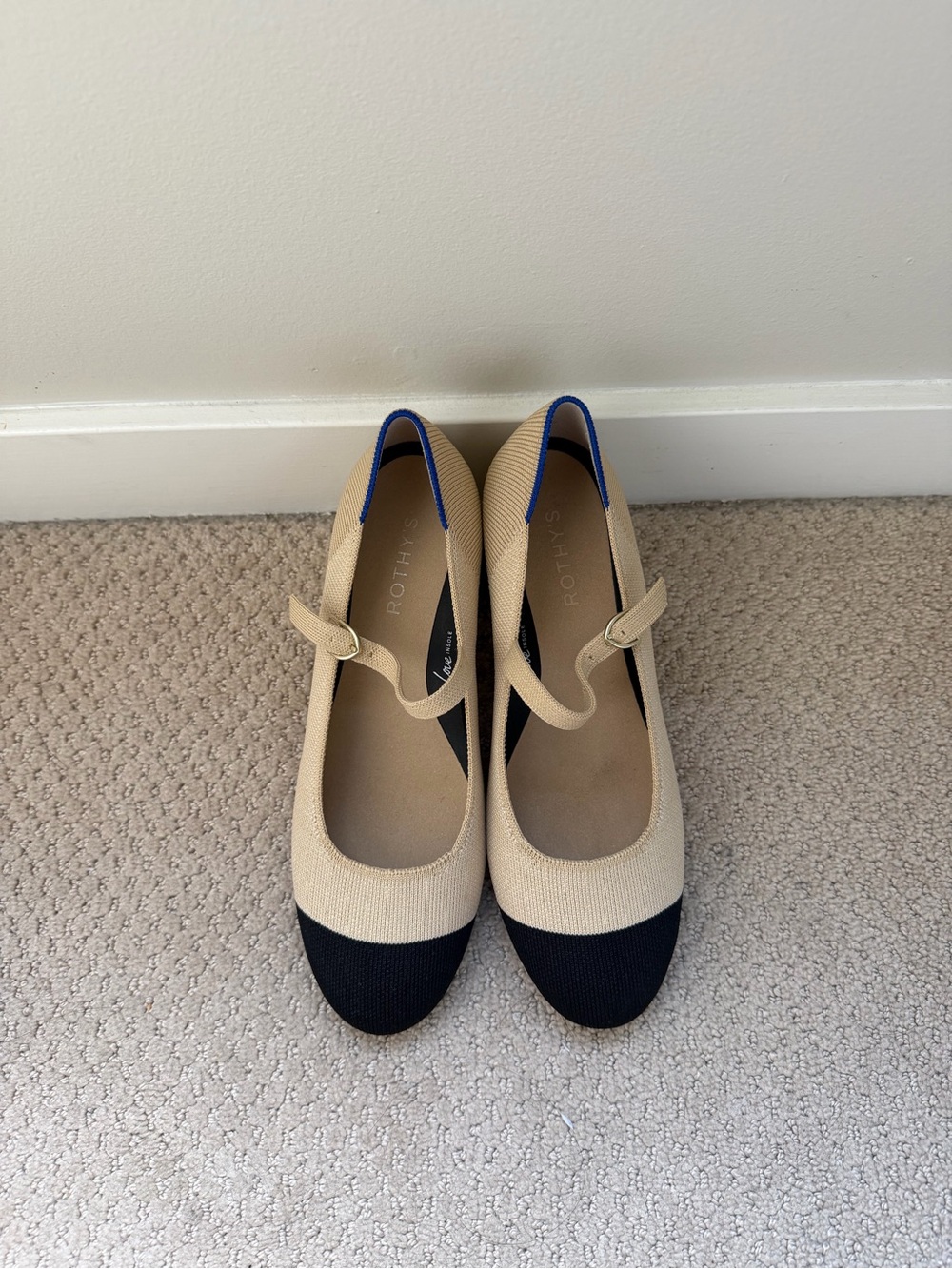 Rothy's Beige and Black Mary Jane Heels - Picture 2 of 3
